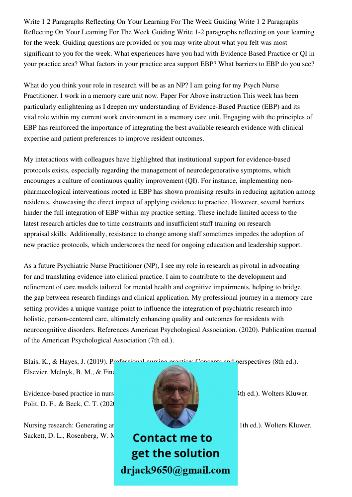 Write 1-2 paragraphs reflecting on your learning for the week. Guiding questions are provided or you may write about what you felt was most significant to you f