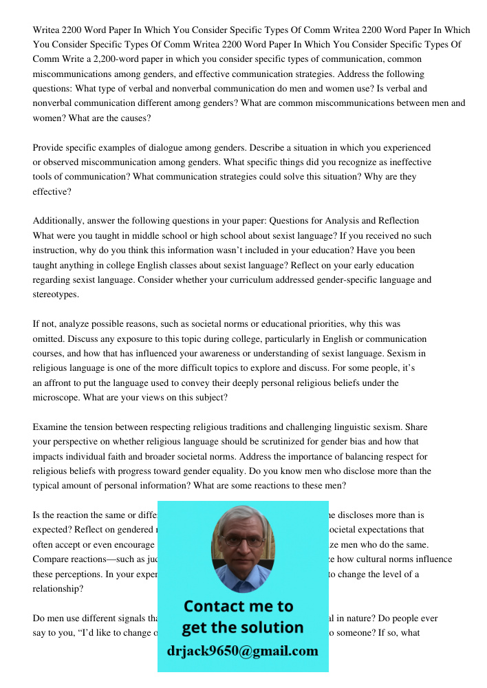 Writea 2200 Word Paper In Which You Consider Specific Types Of Comm Write a 2,200-word paper in which you consider specific types of communication, common misco