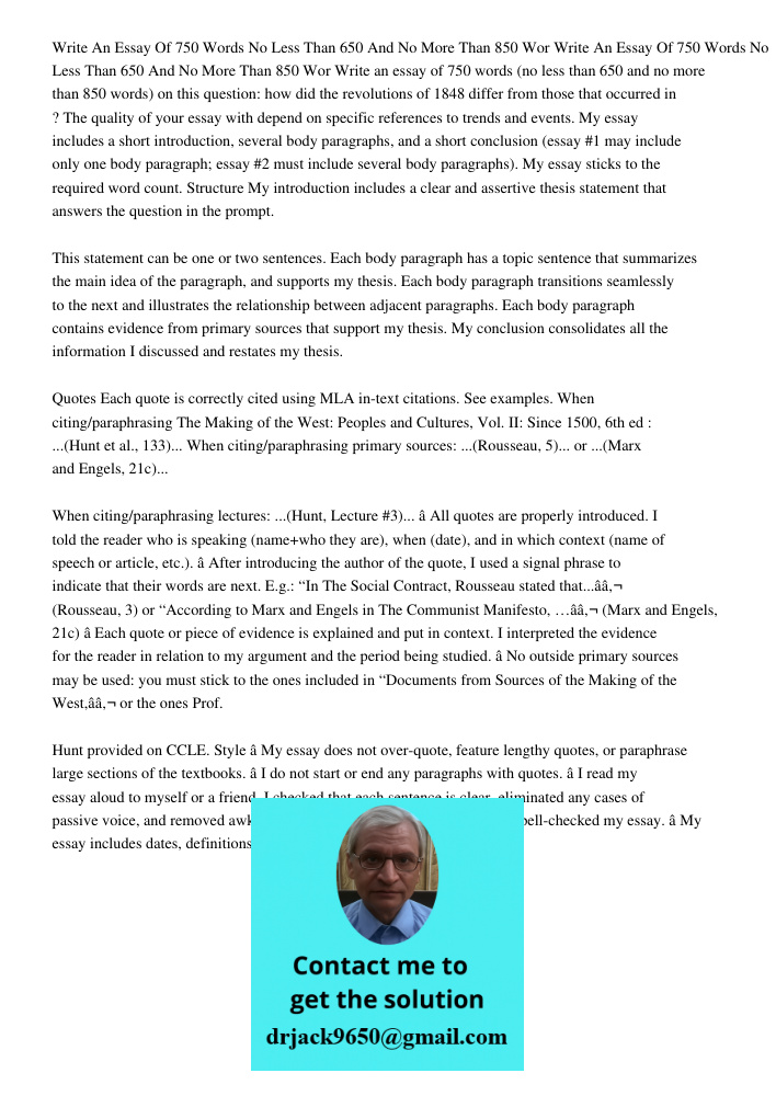 Write an essay of 750 words (no less than 650 and no more than 850 words) on this question: how did the revolutions of 1848 differ from those that occurred in ?
