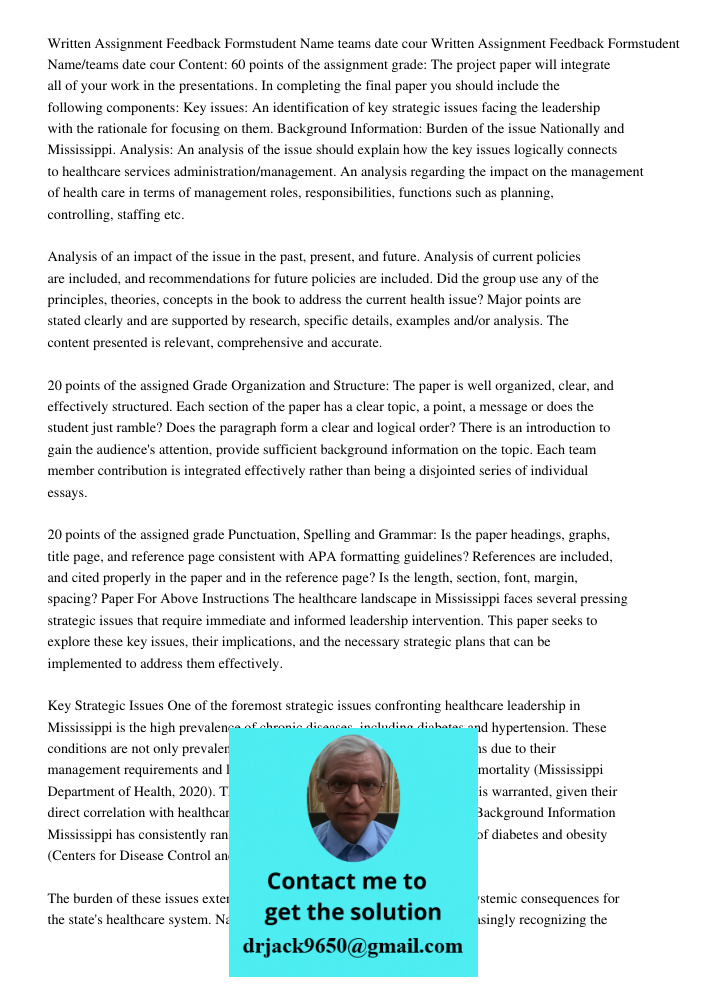 Content: 60 points of the assignment grade: The project paper will integrate all of your work in the presentations. In completing the final paper you should inc