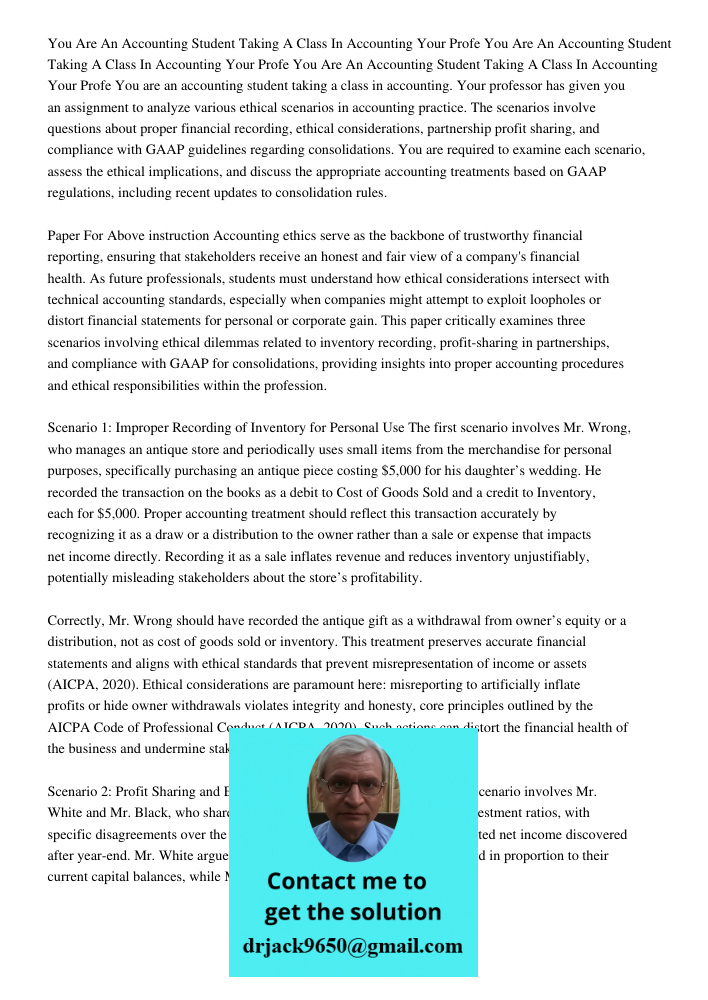 You Are An Accounting Student Taking A Class In Accounting Your Profe You are an accounting student taking a class in accounting. Your professor has given you a