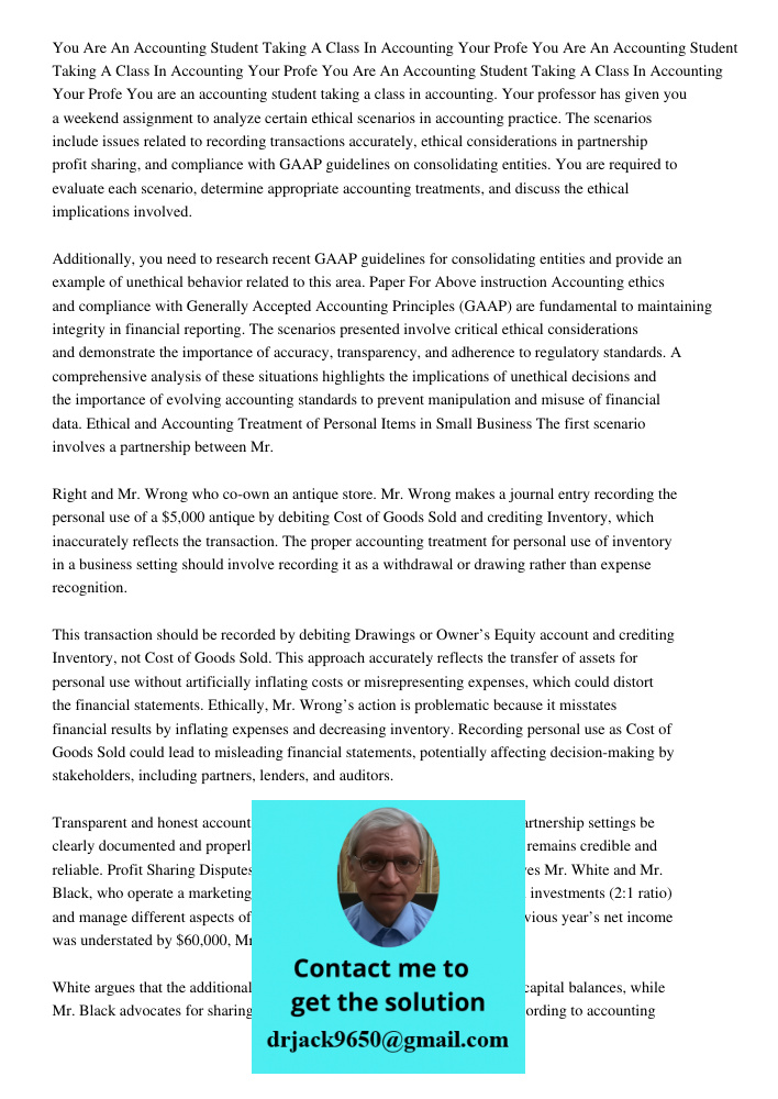 You Are An Accounting Student Taking A Class In Accounting Your Profe You are an accounting student taking a class in accounting. Your professor has given you a