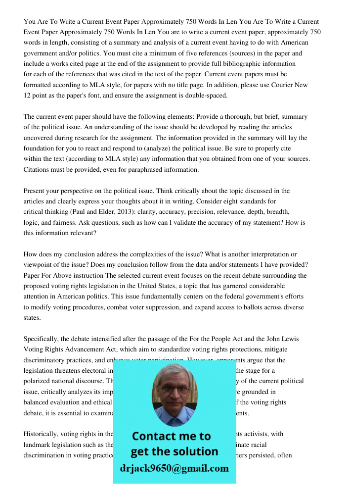 You are to write a current event paper, approximately 750 words in length, consisting of a summary and analysis of a current event having to do with American go
