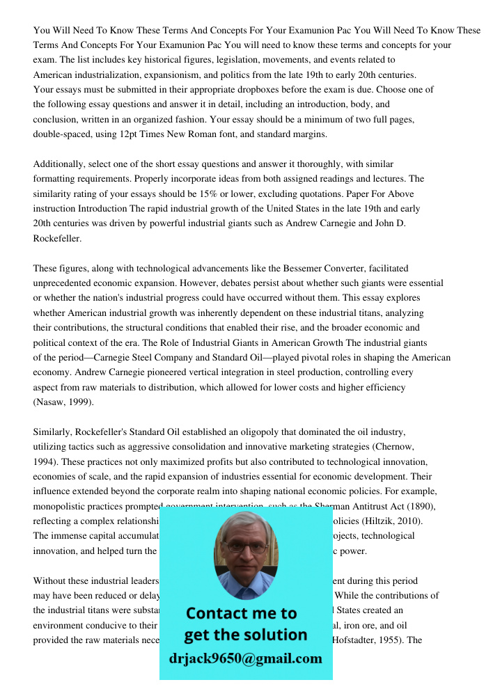 You will need to know these terms and concepts for your exam. The list includes key historical figures, legislation, movements, and events related to American i