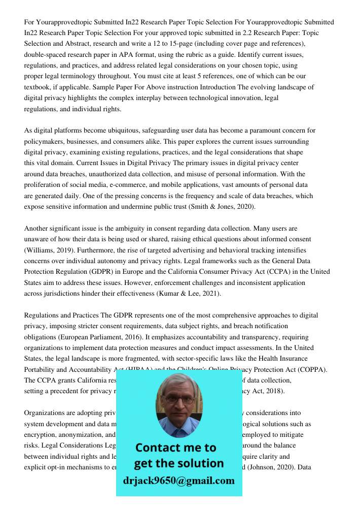 For your approved topic submitted in 2.2 Research Paper: Topic Selection and Abstract, research and write a 12 to 15-page (including cover page and references),