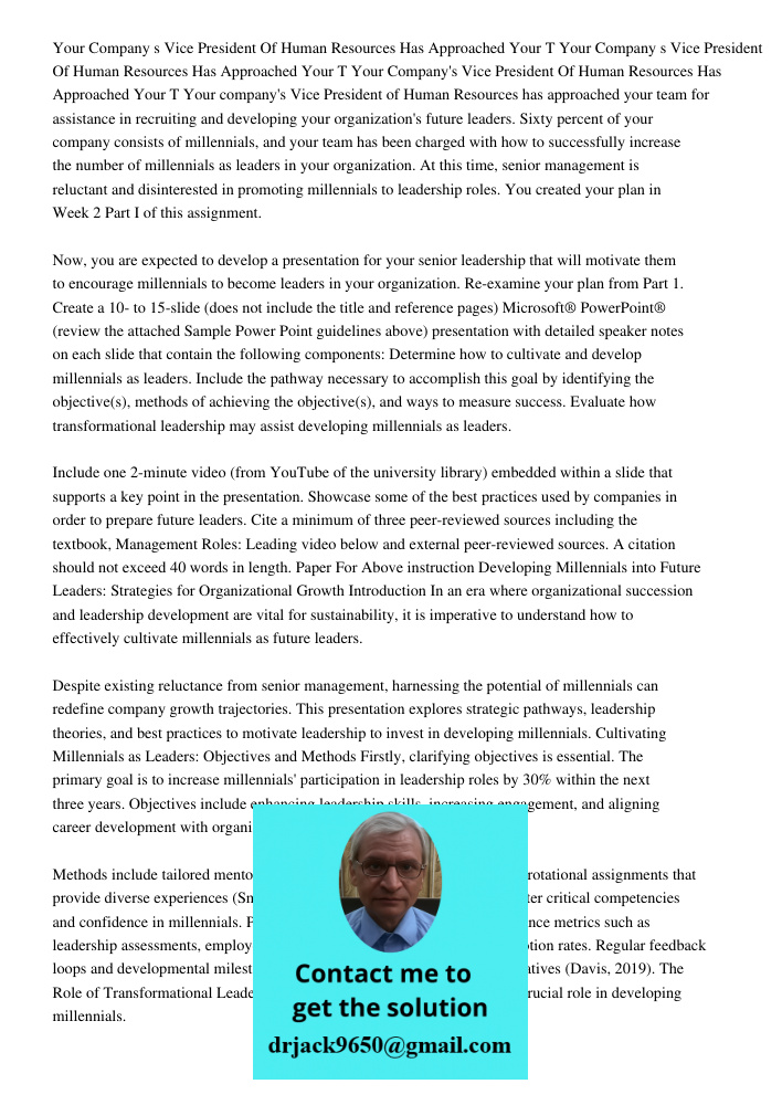 Your Company s Vice President Of Human Resources Has Approached Your T Your company's Vice President of Human Resources has approached your team for assistance 