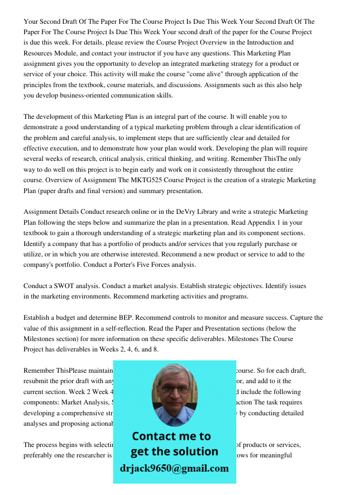 Your second draft of the paper for the Course Project is due this week. For details, please review the Course Project Overview in the Introduction and Resources