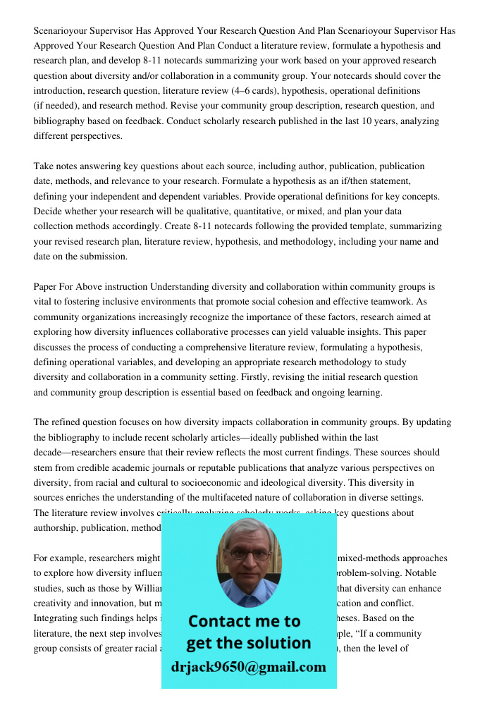 Conduct a literature review, formulate a hypothesis and research plan, and develop 8-11 notecards summarizing your work based on your approved research question