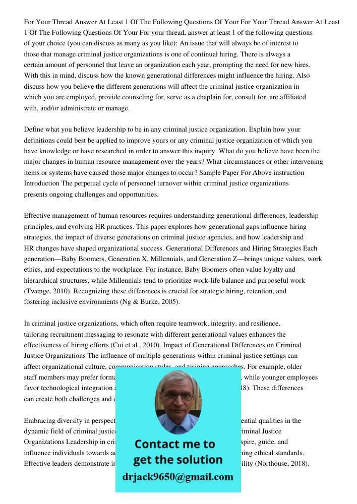 For your thread, answer at least 1 of the following questions of your choice (you can discuss as many as you like): An issue that will always be of interest to 