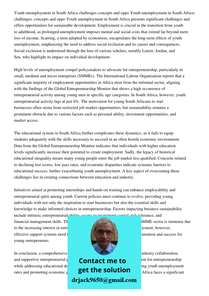 Youth unemployment in South Africa presents significant challenges and offers opportunities for sustainable development. Employment is crucial in the transition