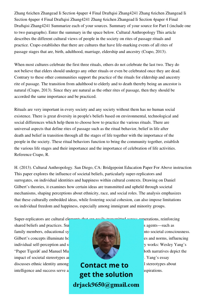 Zhang 6zichen Zhangead Ii Section 4paper 4 Final Draftqisi Zhang4241 Summarize each of your sources. Summary of your source for Part I (include one to two parag